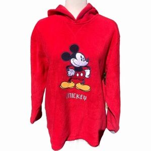 Disney Mickey Mouse Fleece Hoodie Small Oversized Red Disney World